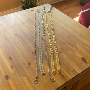 5 Assorted Chain Belts. 2 Gold Tone/3 Silver Tone. Appx 41" long. NWOT & NWT